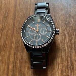 Black, studded Fossil Watch